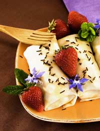 plate of delicious food with straberries - cooking with borage